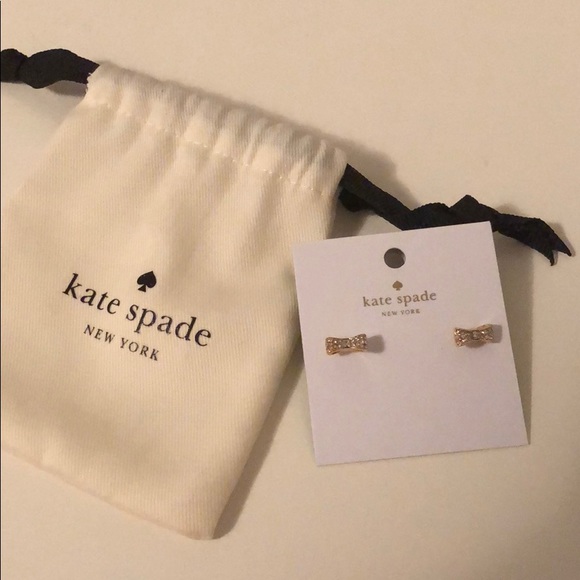 Kate spade gold bow earrings with gift bag - Picture 1 of 3
